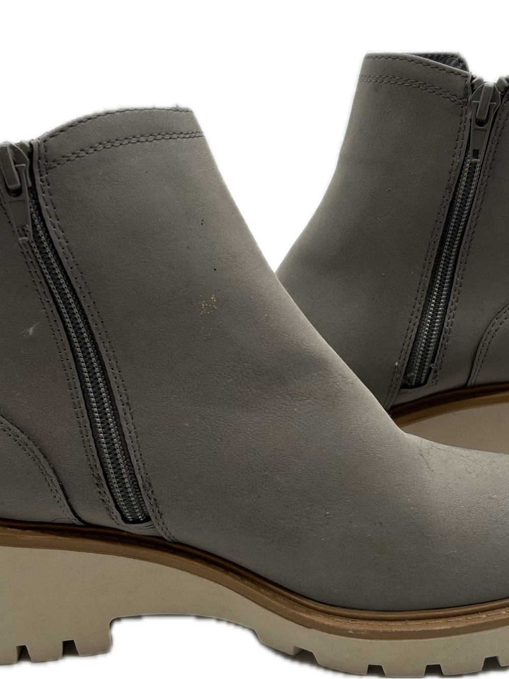 Maurices Gray Suede-Look Ankle Booties with Side Zippers